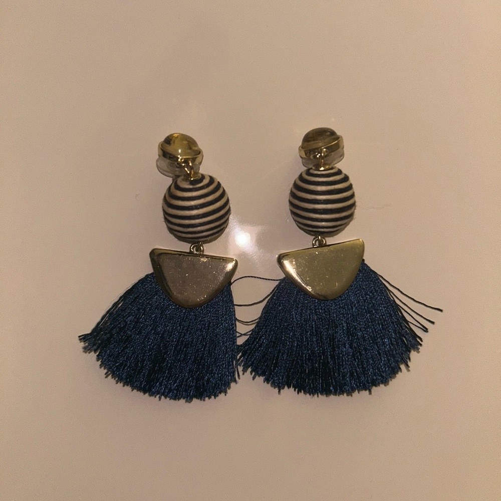 BaubleBar Blue and Black Tassel Earrings